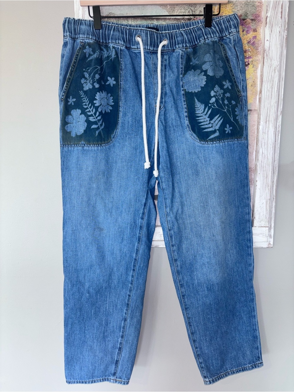 J.Crew Drawstring Denim Jeans Baggy Relaxed Straight Leg Size 30